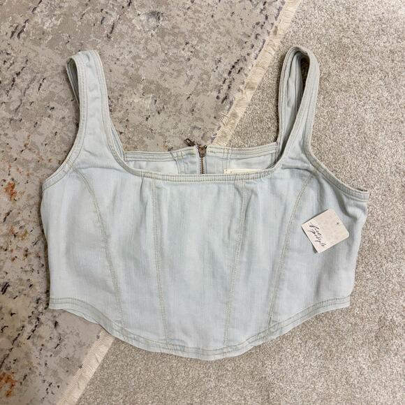 Free People Daydream Denim Corset Top - Picture 2 of 6
